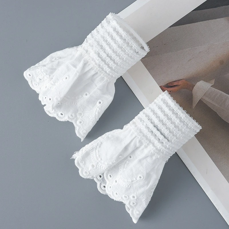 1Pair Spring Fake Sleeved Sweater Extenders Cuffs Women Detachable Fake Sleeves Female Ruffles Blouse Wrist Warmers