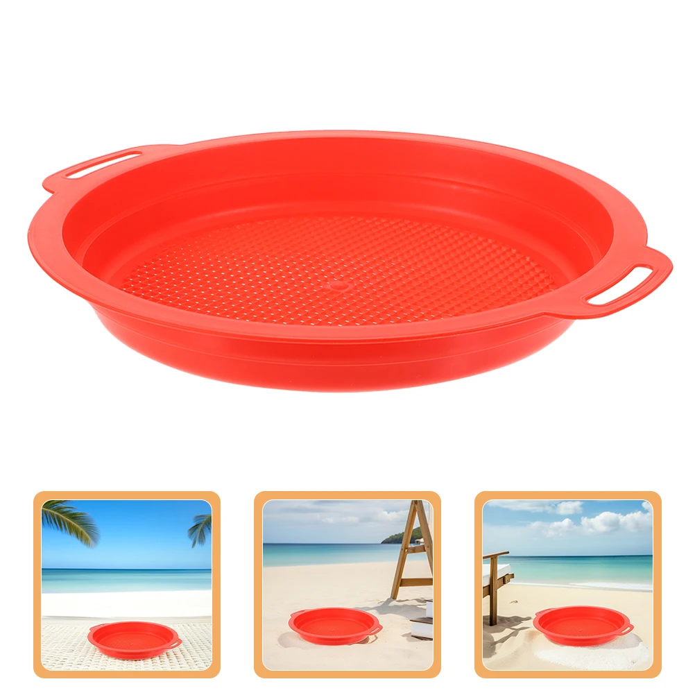4 PCS Children's Beach Screen Outdoor Toys Sand Sifters Sieve Hourglass Red Plastic