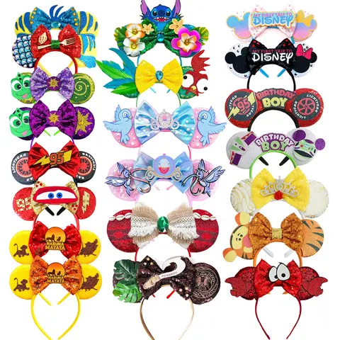 Mouse Ears Headband Cartoon Sequin Bows Headband Birthday Party Christmas Halloween Princess Cosplay Costume For Women Adult