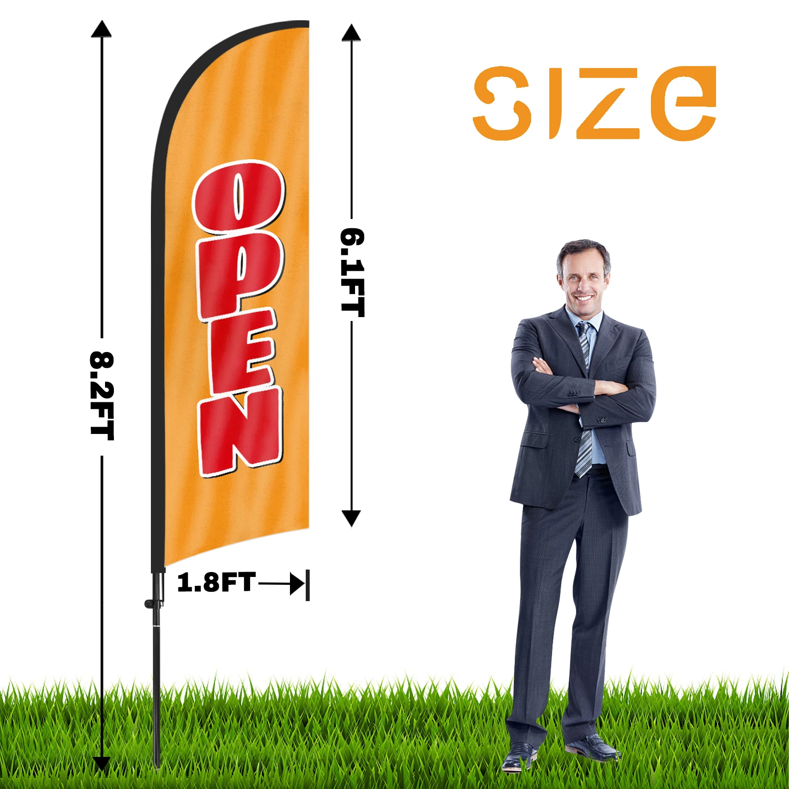 FSFLAG 1PCS 280CM The Open8 Feather Flag with Flagpole Advertising Outdoor Banner Decoration for Businesse and Storefront