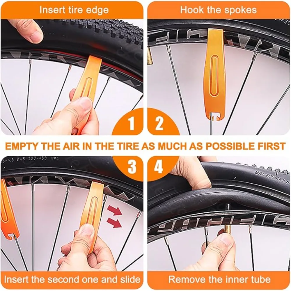 3PCS คันโยกยางรถจักรยานเครื่องมือถอดยางที่แข็งแกร่งคันโยกยางจักรยานสำหรับชุดคันโยกยางจักรยานเสือภูเขาอุปกรณ์จักรยาน