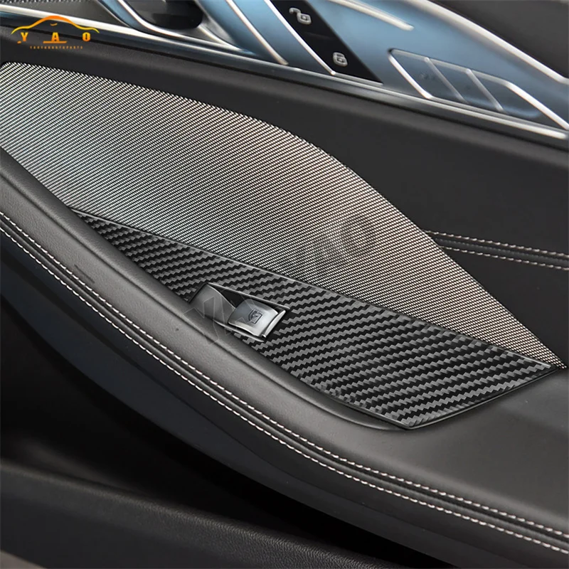 Dekoracyjna ramka podnośnika szyby z włókna węglowego do BMW serii 8 G14 G15 G16 (wersja kabrioletowa z 2 drzwiami) 2019-2023