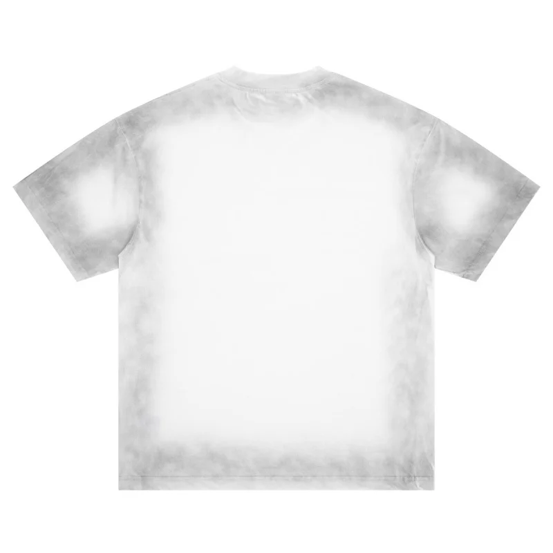 Vintage Heavyweight Cotton Men T-Shirt Washed White Text Collage Print Tee