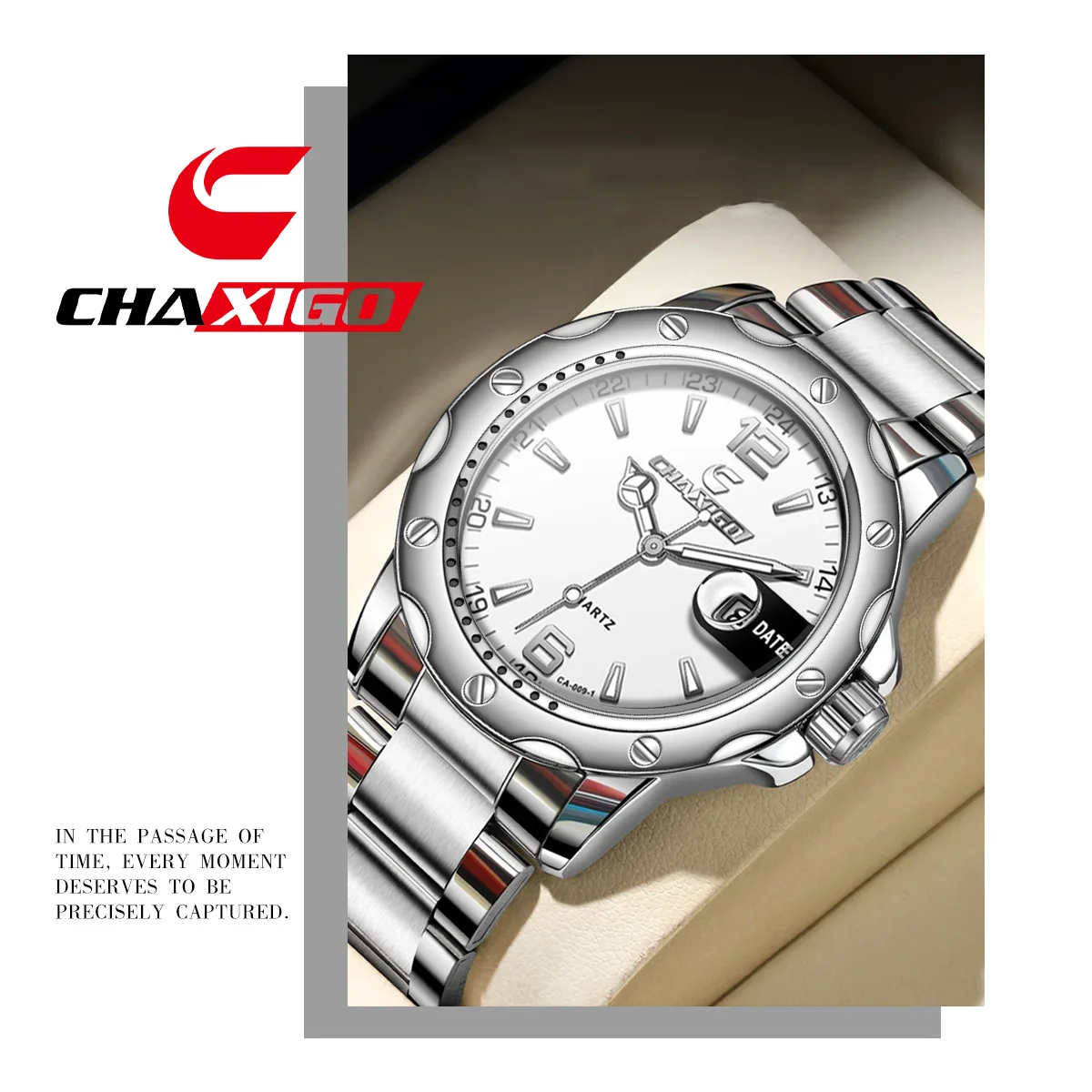 

CHAXIGO оригинальные мужские деловые подарки, классические трендовые часы со стальным ремнем, 30-метровые водонепроницаемые часы с календарем, производитель, оптовая продажа