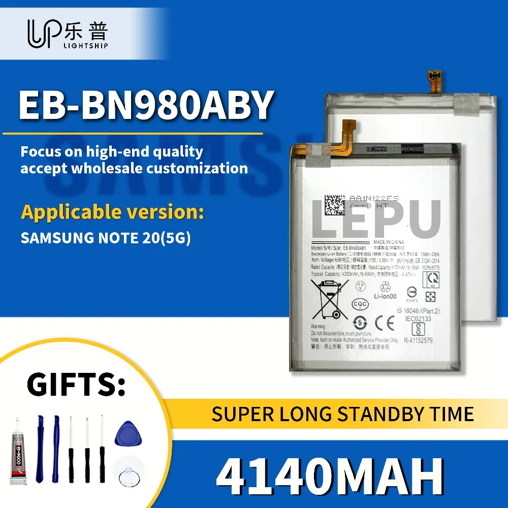 

Аккумулятор SAM ПРИМЕЧАНИЕ 20 5G EB-BN980ABY 4140 мАч, оригинальный аккумулятор + наборы инструментов, сменный аккумулятор EB-BN980ABY для SAM ПРИМЕЧАНИЕ 20 5G