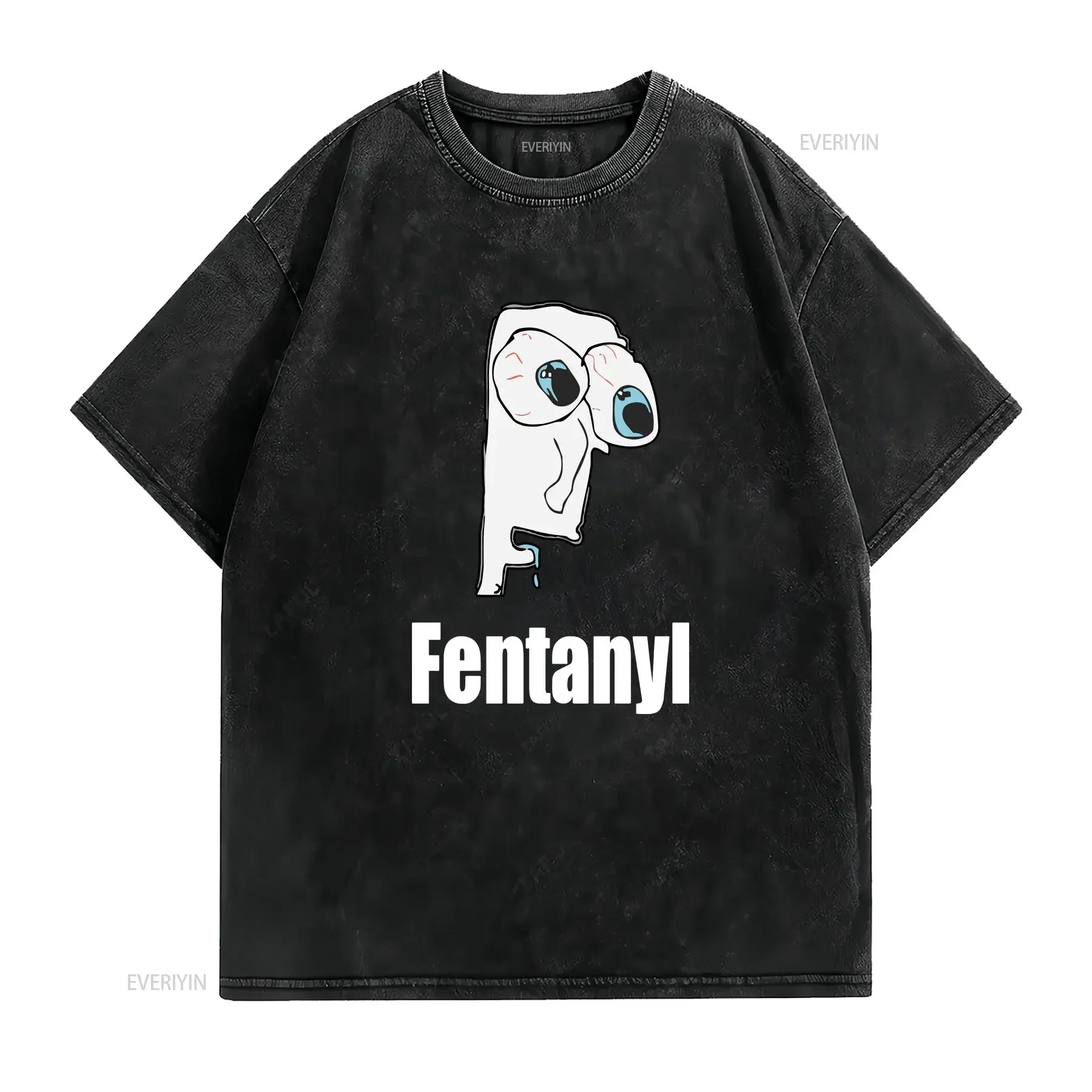 Fentanyl Meme T Shirt Drooling Guy Funny Drug Humorous Top Addiction Awareness Apparel vintage Washed Soft Stretched Slightly