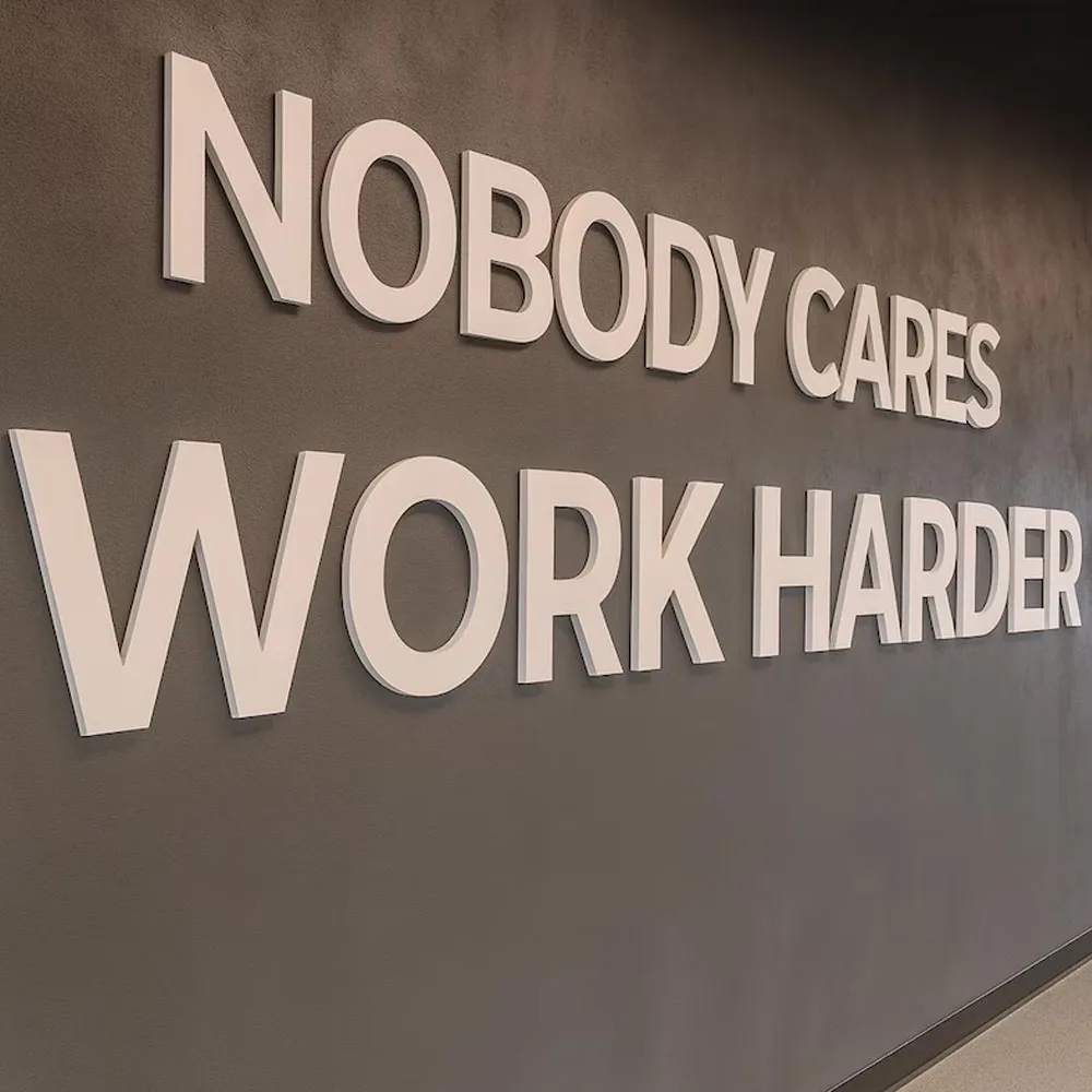 Gym Wall Letters “Nobody Cares Work Harder”  PVC Letters  Home Gym  Fitness Studio Workout Room Motivational Sign