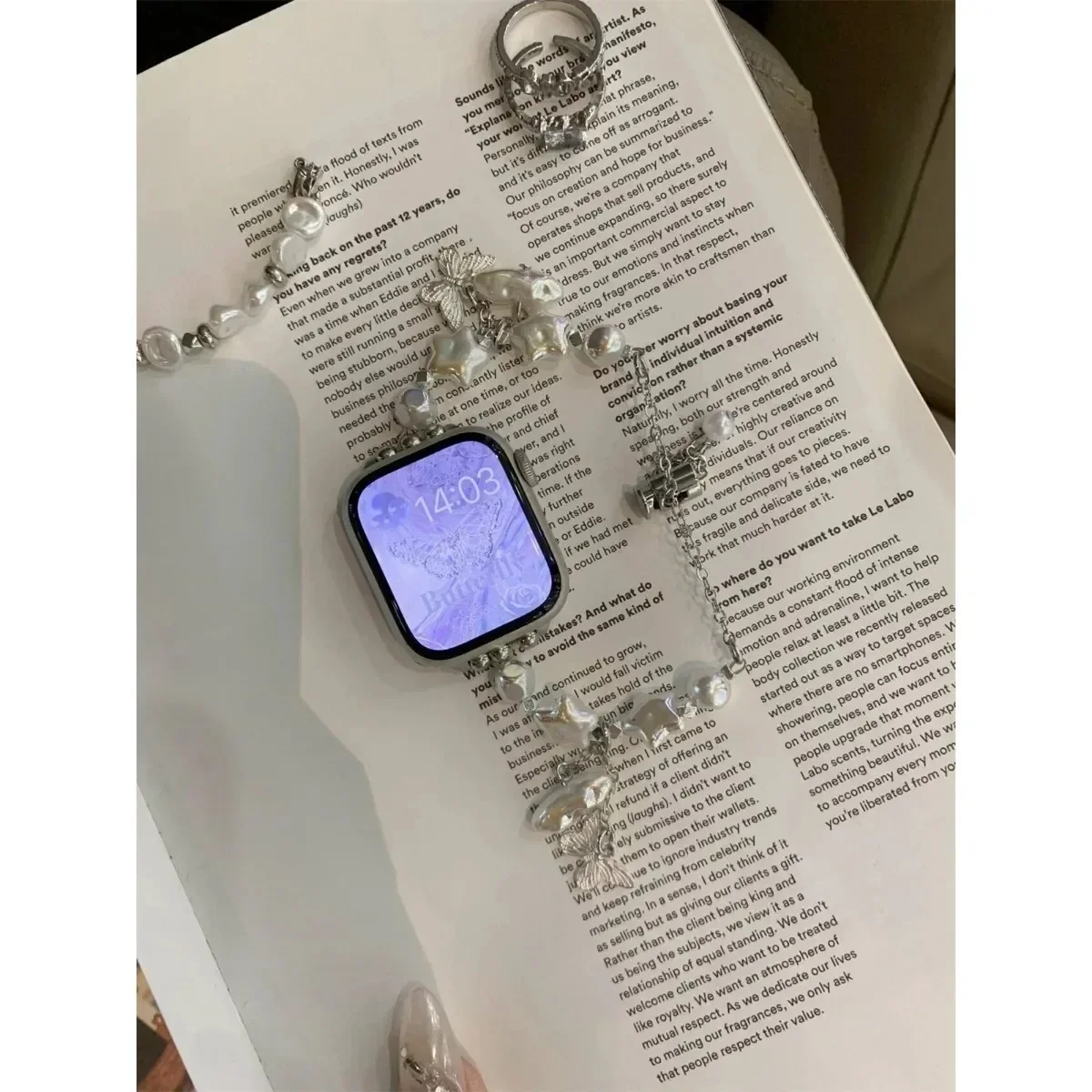 Bracelet de montre à bijoux pour iWatch Ultra 2 Series 10/9/8/7/6/5 Bracelet de montre tendance 42/44/45/46/49 mm 38/40/41 mm_voghion.com