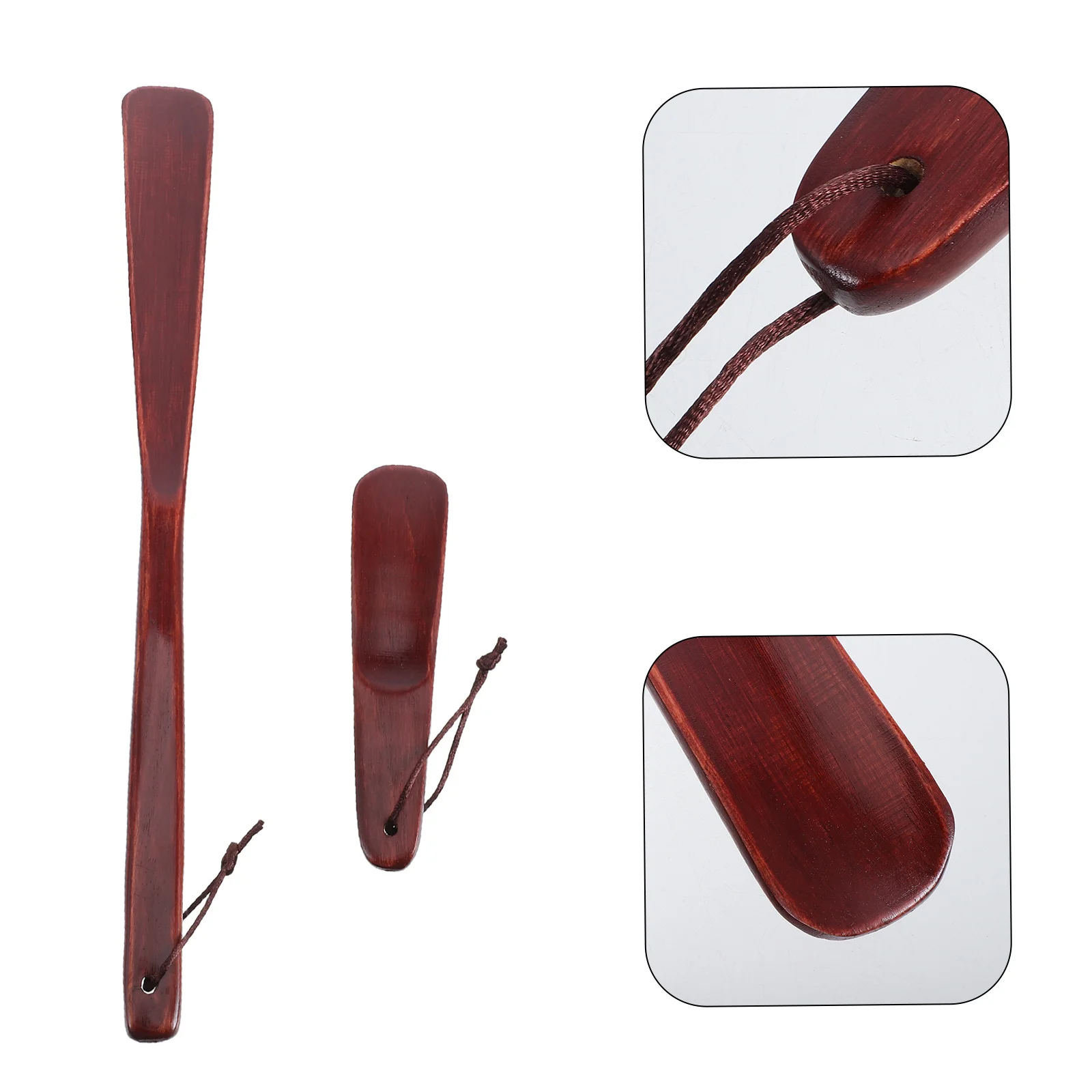 

2pcs Wooden Horn Set Long Handle Shoe Lifter For Seniors Men Women Slippers Sneakers High Heels Travel Lightweight Shoehorn