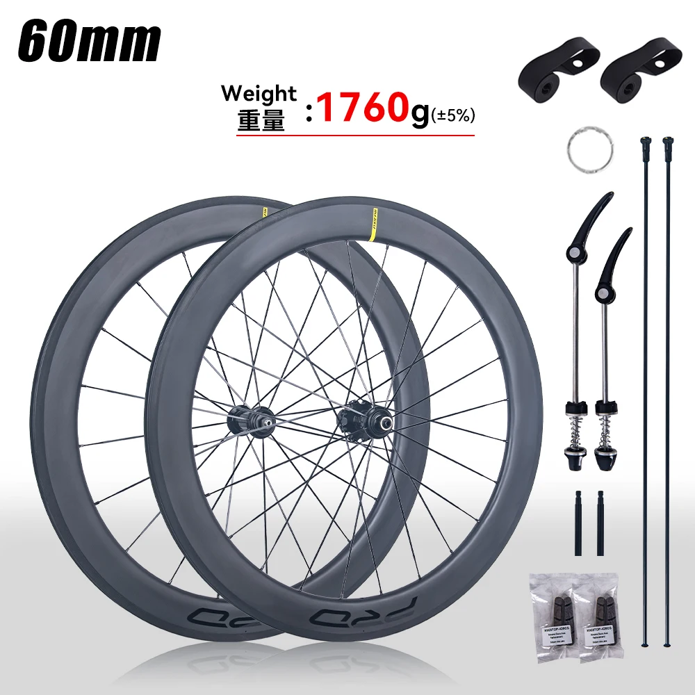 Ultraleichtes 700C Rennrad 60mm Carbon-Felgen Carbon-Nabe V-Bremse Flachspeichen-Laufradsatz – Detail 16