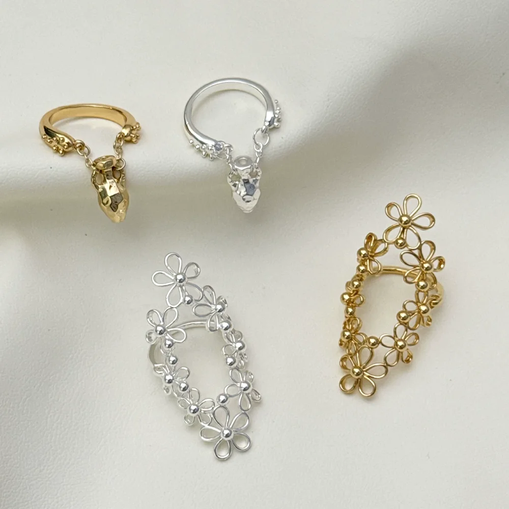 Brushed Hollowed-Out Small Flower Ring Korean Sweet Fashionable Finger Ring Trendy Personalized Jewelry Accessory For Women
