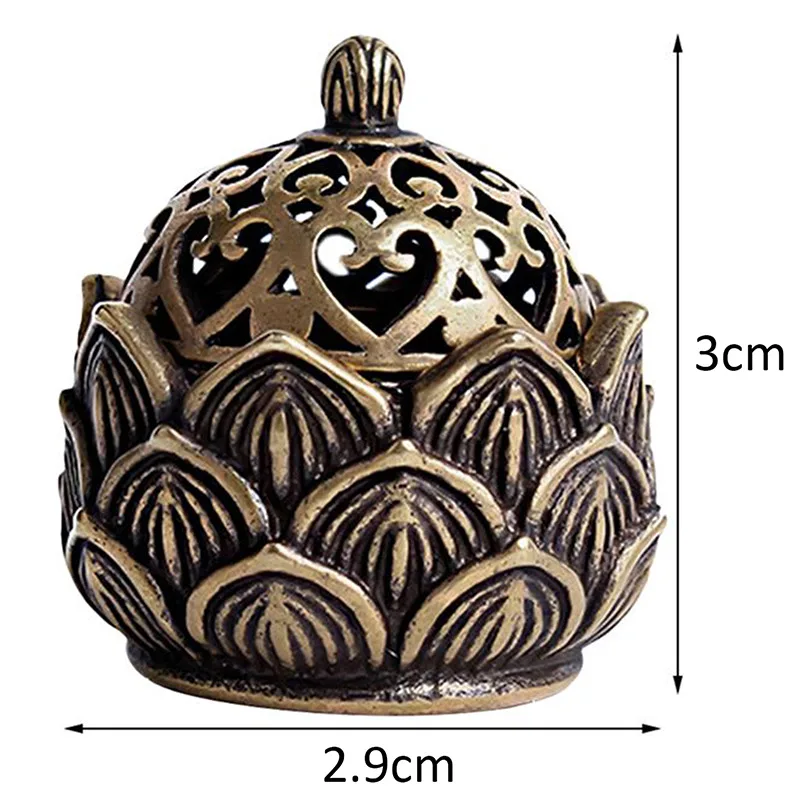1Pc Decorative Incense Burner Retro Copper Small Lotus Incenser Holder Censer Desktop Ornament For Shop Office Home