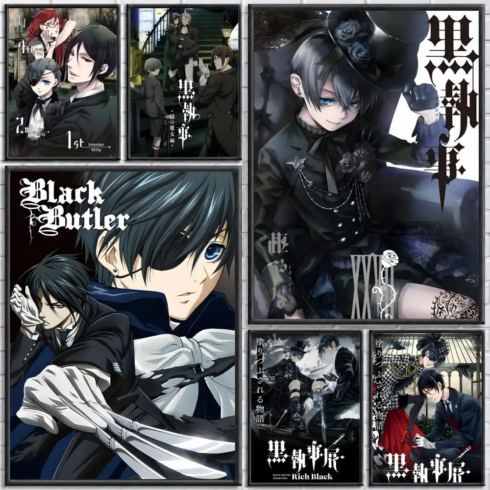 Anime B-Black Butler Poster Self-adhesive Art Waterproof Paper Sticker Coffee House Bar Room Wall Decor