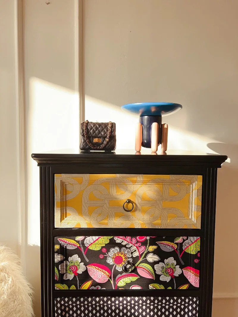 Designer European solid wood carved chest cabinet, storage cabinet, fabric art 5 chest cabinet, storage cabinet