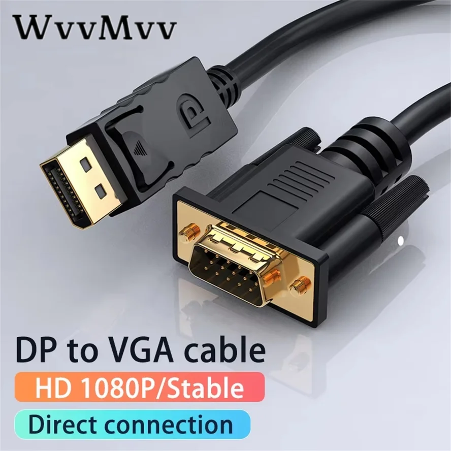 HD 1080P DP TO VGA Cable DP Display Port to VGA Adapter Conversion HD Video Cable For TV Monitor PC Laptop Computer Projector