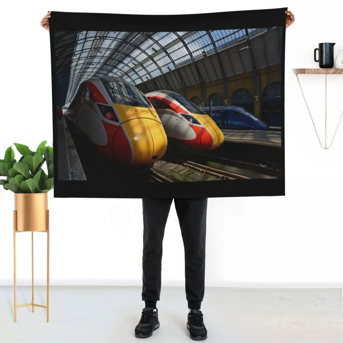 LNER Azuma 801 high speed trains at King's Cross Station Throw Blanket halloween Nap Hairys Winter beds Thins Blankets