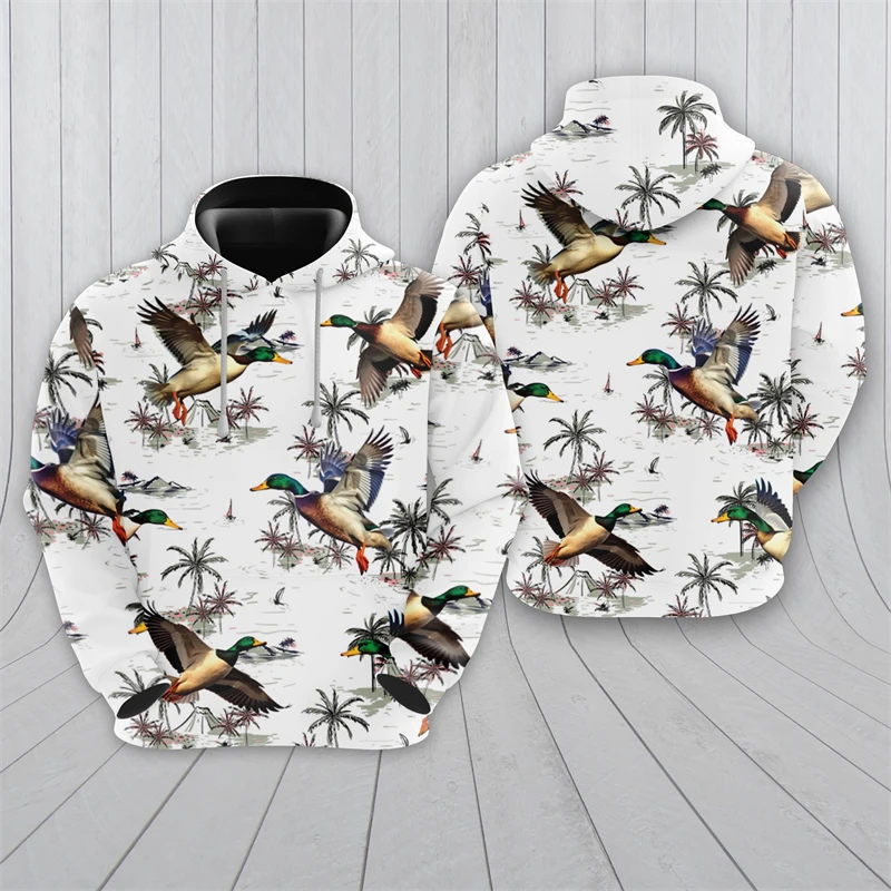 Hawaiian Mallard 3D Print Hoodies For Men Clothes Casual Women Tracksuit Animal Duck Graphic Sweatshirts Boy Pullovers Kid Hoody