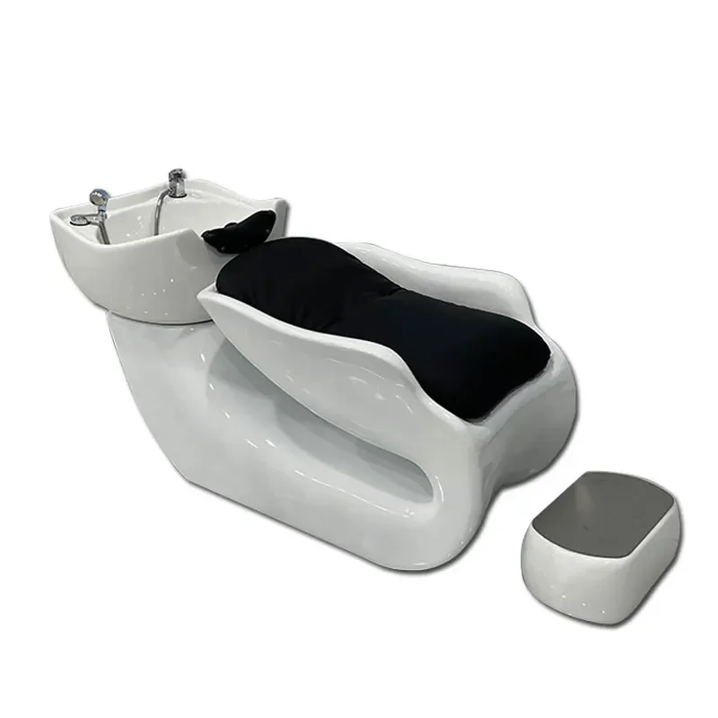 

LD33High-end barber shop shampoo bed half-lying ceramic deep basin flush silicone pillow shampoo bed