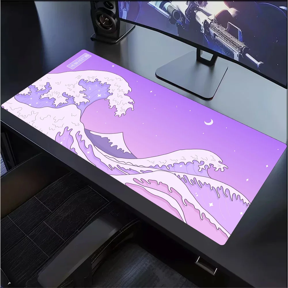 لوحة ماوس فنية يابانية موجة كبيرة من كاناغاوا منصات ماوس الألعاب الكبيرة Gamer XXL المطاط أوتاكو لوحة المفاتيح مكتب للحاسوب شخصي حصيرة