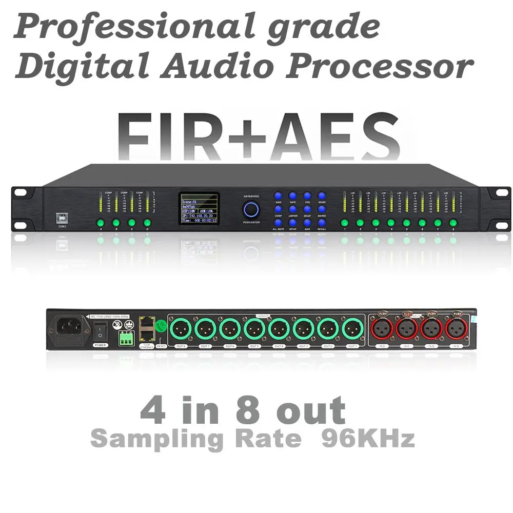 DPA0408RTS Professional Digital Audio Processor 4-8 Channel Sound Processor with FIR Effects Metal Material