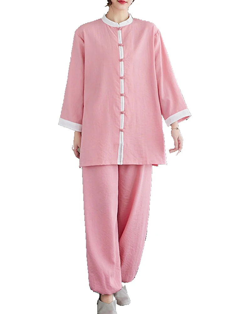 New Chinese Style High End Tai Chi Suit Zen Buddhist Robe Martial Arts Morning Exercise Practice Uniform Spring Summer Men Women