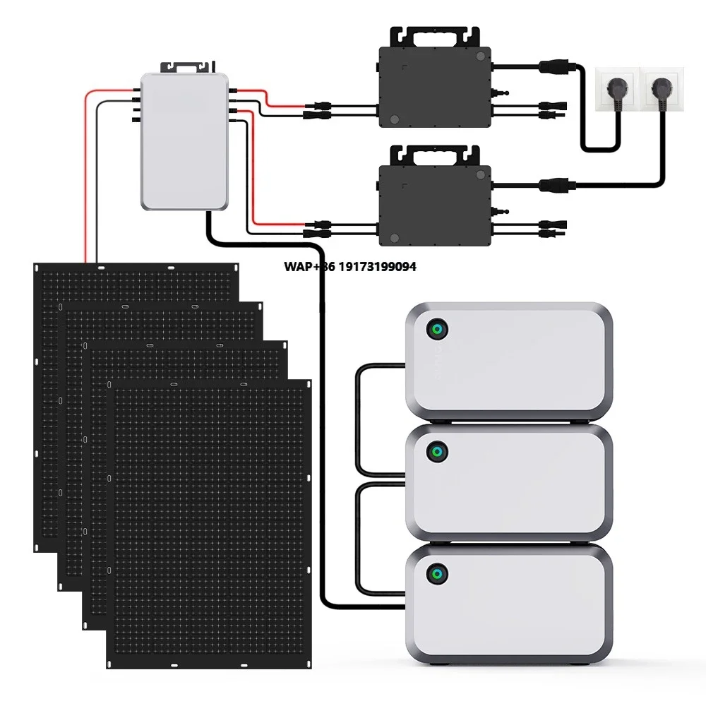 Home Complete On-Grid Solar System Balcony Solar Power Kit With 800W Solar Inverter LiFePO4 2000WH Battery Backup
