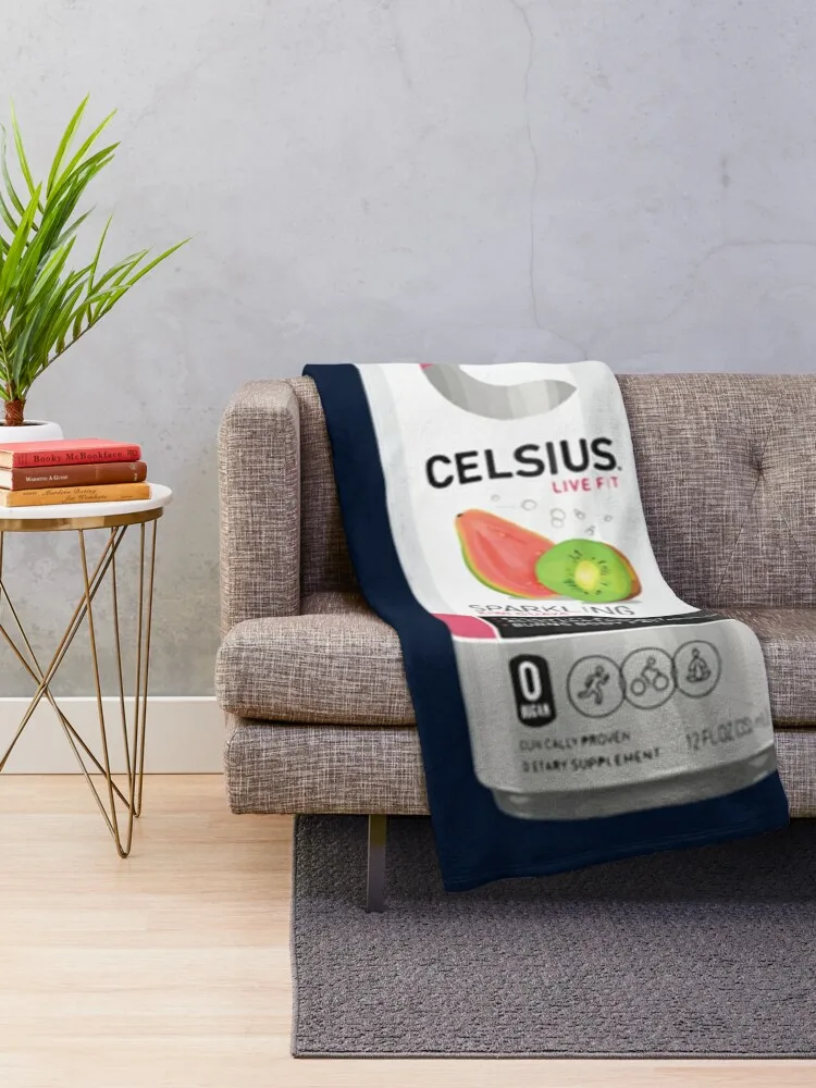 Celsius Sparkling Kiwi Guava Energy Drink Throw Blanket Luxury Designer Blanket Furry Blanket Thermal Blankets For Travel