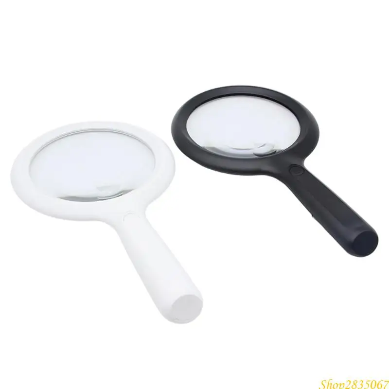 Portable Handheld Magnifier Featuring Shatterproof Lens Cool Warm LED Light Comfortable Grip 831F