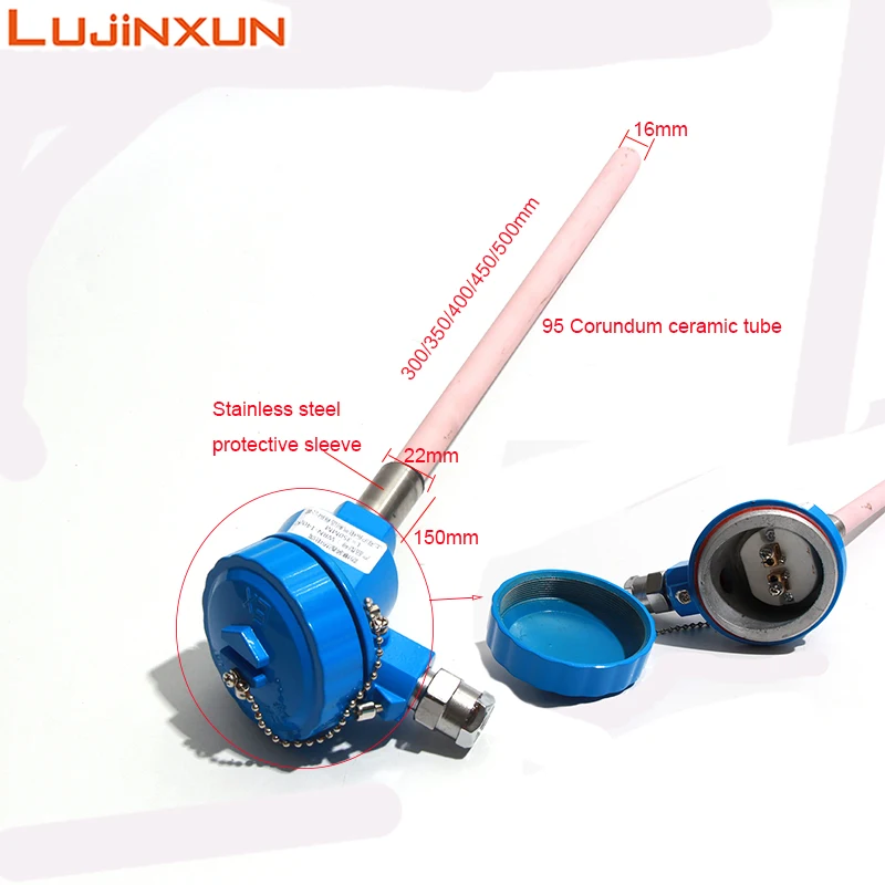 Lunjinxun Corundum Ceramic Tube K Type Double Corrosion-Resistant High Temperature Thermocouple Probe 1300 Degree WRN-122/132