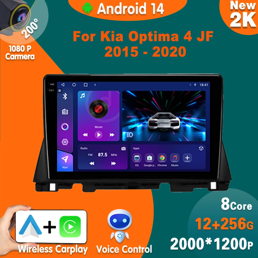 

Android14 Car Radio For Kia Optima 4 JF 2015 - 2020 Carplay Multimedia Audio Video Player GPS navigation 4G WIFI 5G Head Unit BT