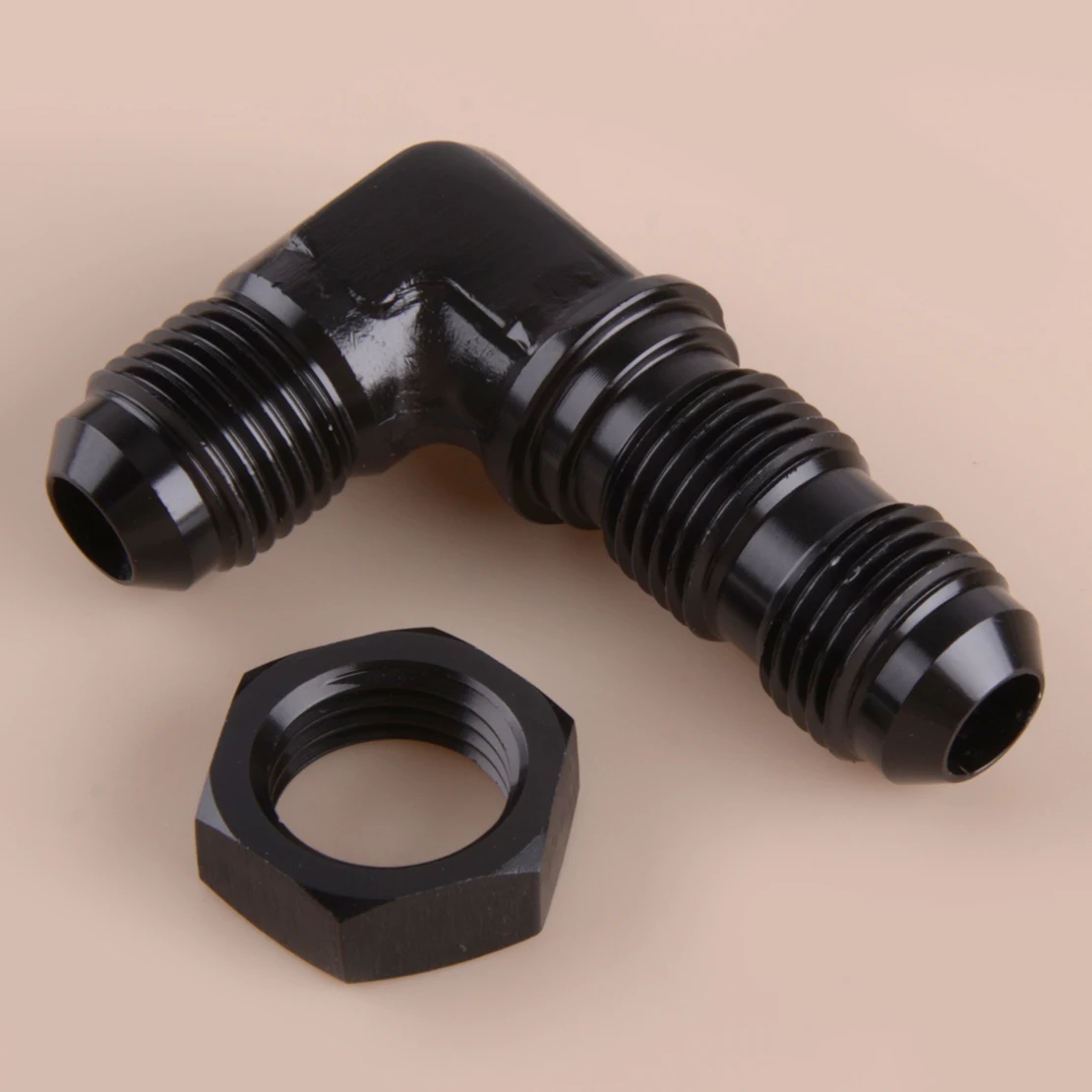 

Алюминий от AN6 до AN6 «папа» 90 ° Переходник для раструбного фитинга с гайкой, черный, подходит для универсального