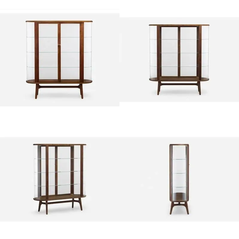 Modern Large Solid Wood Wine Display Glass Cabinet Luxury Home Bar Living Room Durable Storage Showcase for Bottles and