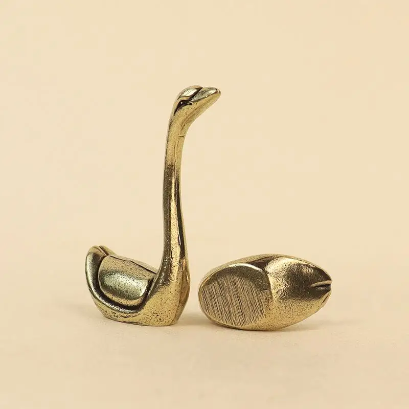 Messing-Schwan-Miniaturfigur, Vintage-Metall-Tierstatue, Tischdekoration, Sammlerstück, Kunsthandwerk-Ornament – Detail 5