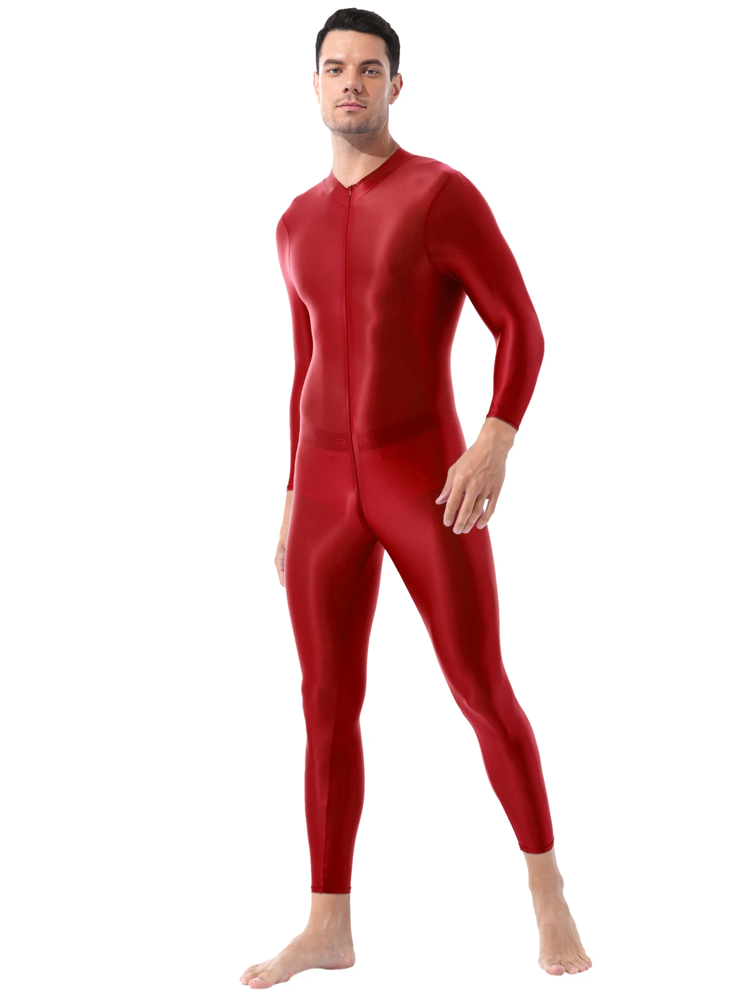 Shimmery Zentai Full Body Stocking Skin-Tight Jumpsuit ผู้ใหญ่ Zentai Bodysuit เครื่องแต่งกายสำหรับบุรุษ Unitard Dancewear