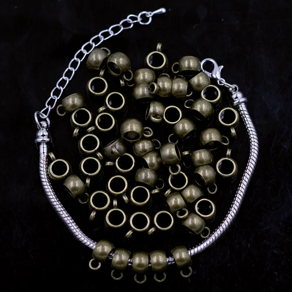 Bronzefarbener Abstandshalter, europäische Perlen, rund, großes Loch für Charms, Armbänder, Schmuck, DIY, handgefertigte Erkenntnisse, 11 x 8 mm – Detail 4