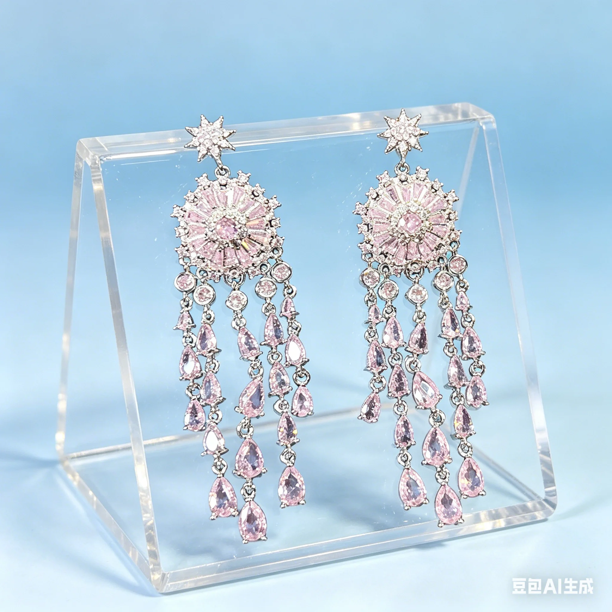 

French-Style Gemstone Long Tassels Drop Dangle Earrings for Women Charm Exquisite Luxurious Design Fashion Crystal Earrings Gift