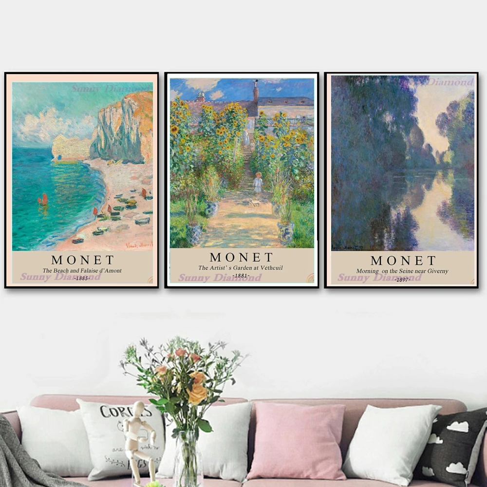 Claude Monet diament artystyczny obraz nowe naturalne zdjęcia puzzle 5D Diy krzyż zestaw do szycia wiertła botaniczny Home Decor prezent Cuadro