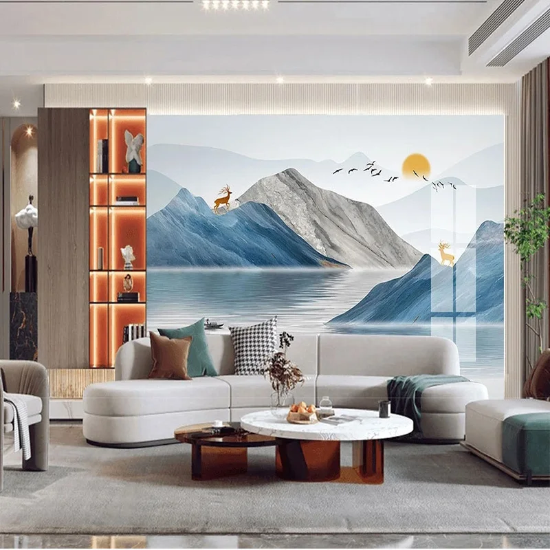 Custom 3D Papel De Pared Simple Light Luxury Abstract Landscape Background Wall Mural Wallpaper For Bedroom Wall Home Décor обои