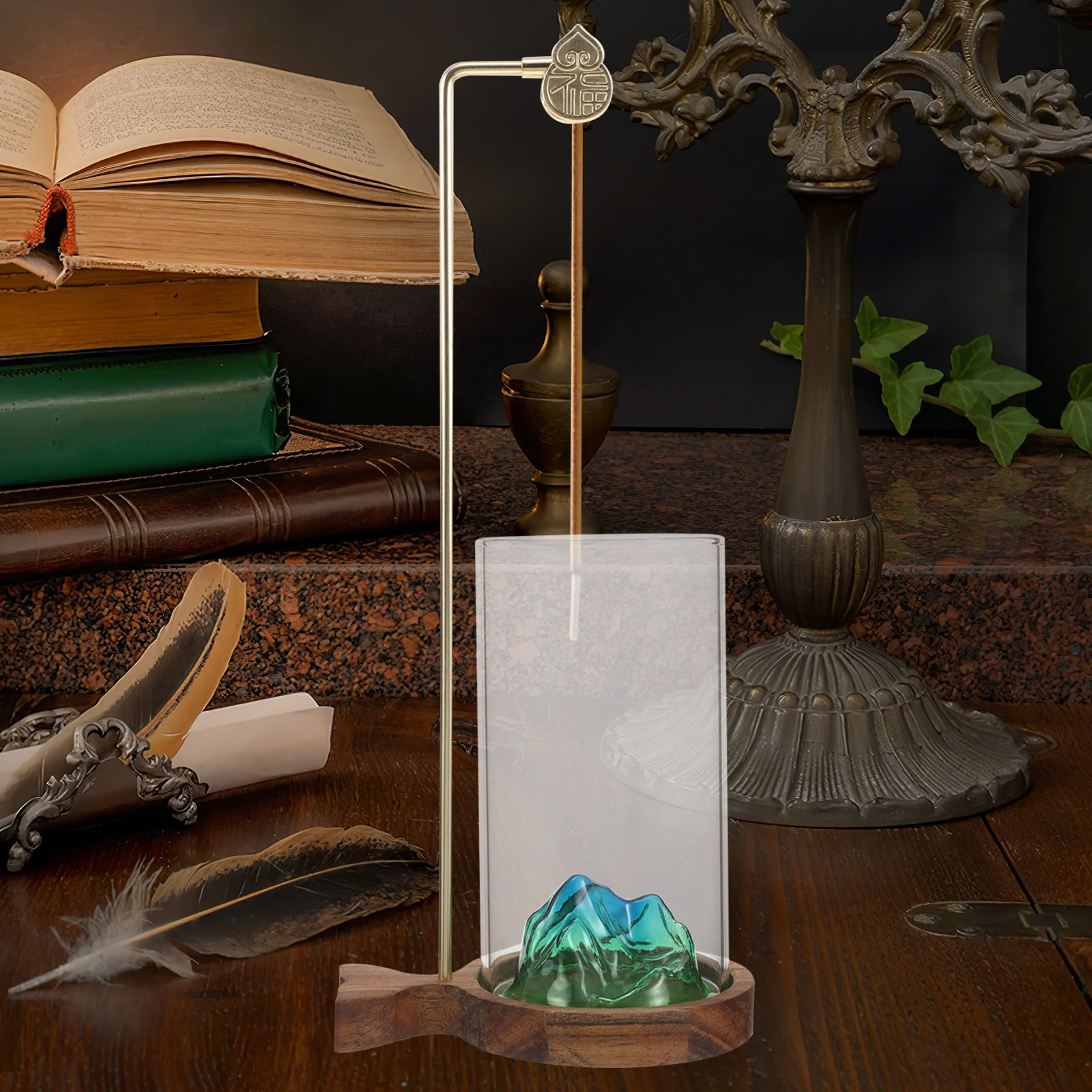 

Vertical Holder Wooden Backflow Burner Glass Ash Tray Decorative Aromatherapy Incense Stick Cone Burner For Home Meditation