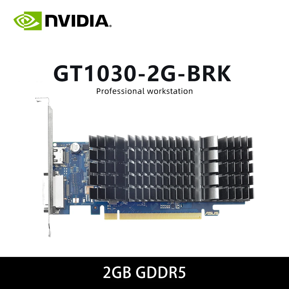 بطاقة رسومات مكتب GeForce GT 1030 2GB GDDR4 & GT1030 2G BRK & GTX1030 2G HDMI/D-sub بمروحة واحدة منخفضة المستوى ITX صامتة 20 وات TDP