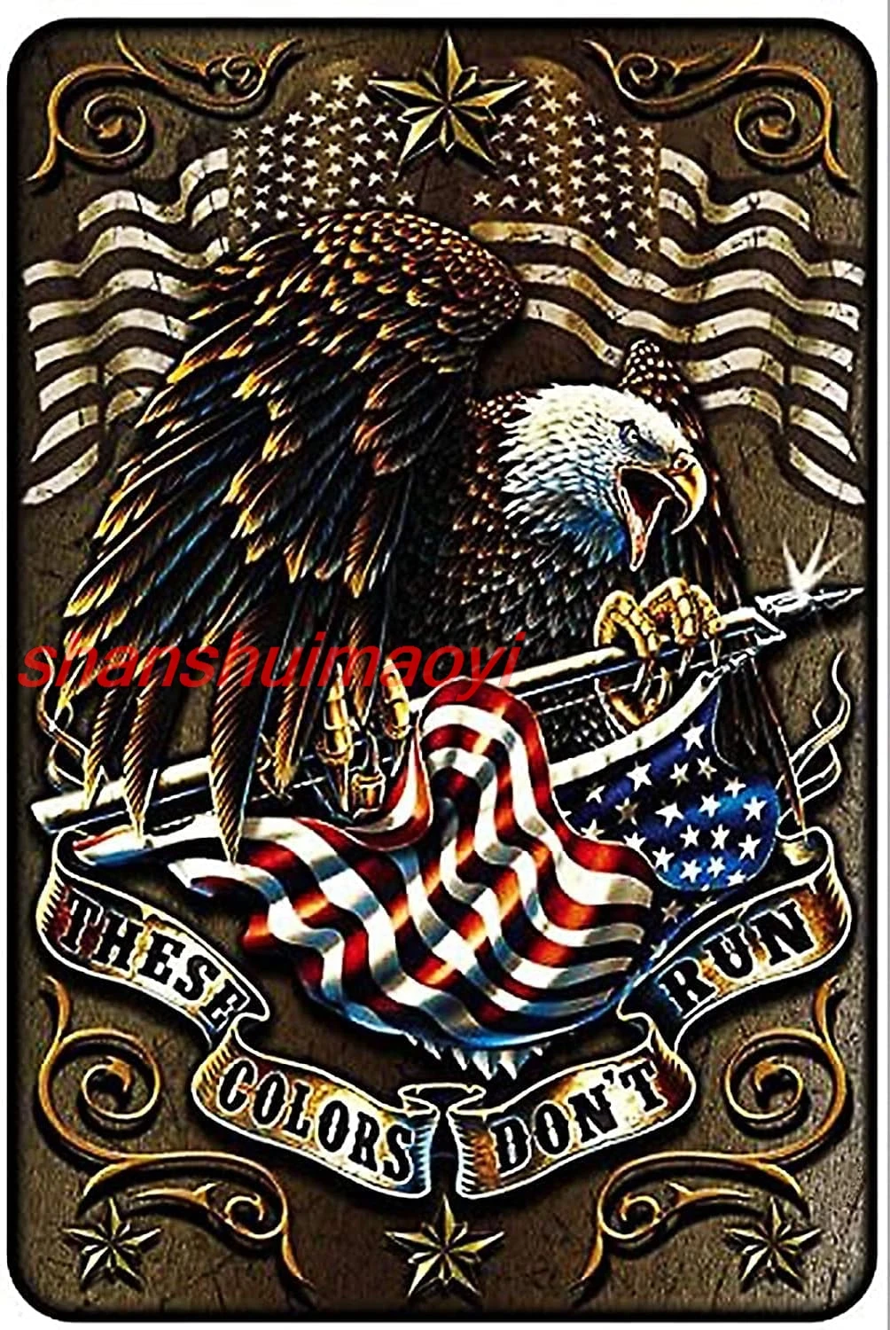 Patriotic Wall Décor Signs, American Metal Sign (These Colors Don’t Run) US Army Parking Sign & Patriotic Man Cave Décor– 8 sign