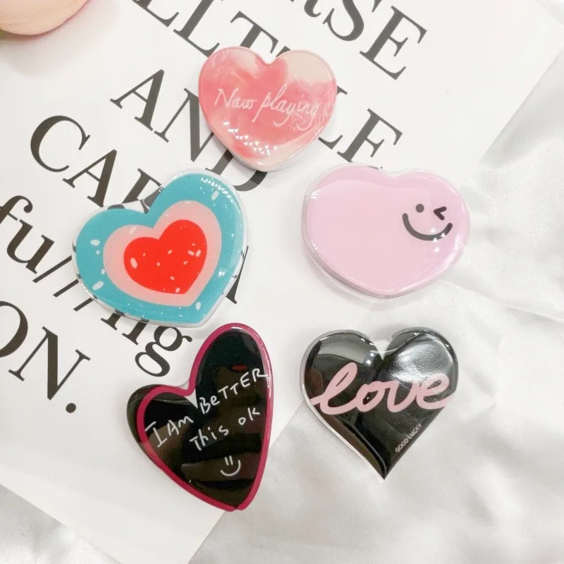 

Heart Mirror Love Expandable Mobile Phone Holder Stand INS Foldable Grip Tok Socket Finger Bracket Accessories For Iphone 14 15