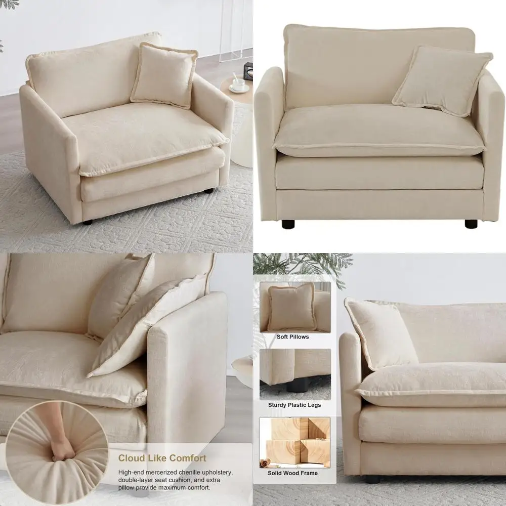 Негабаритное современное кресло-диван с мягкой обивкой, ширина 41,4, комфортное кресло с глубоким сиденьем и подушкой для отдыха