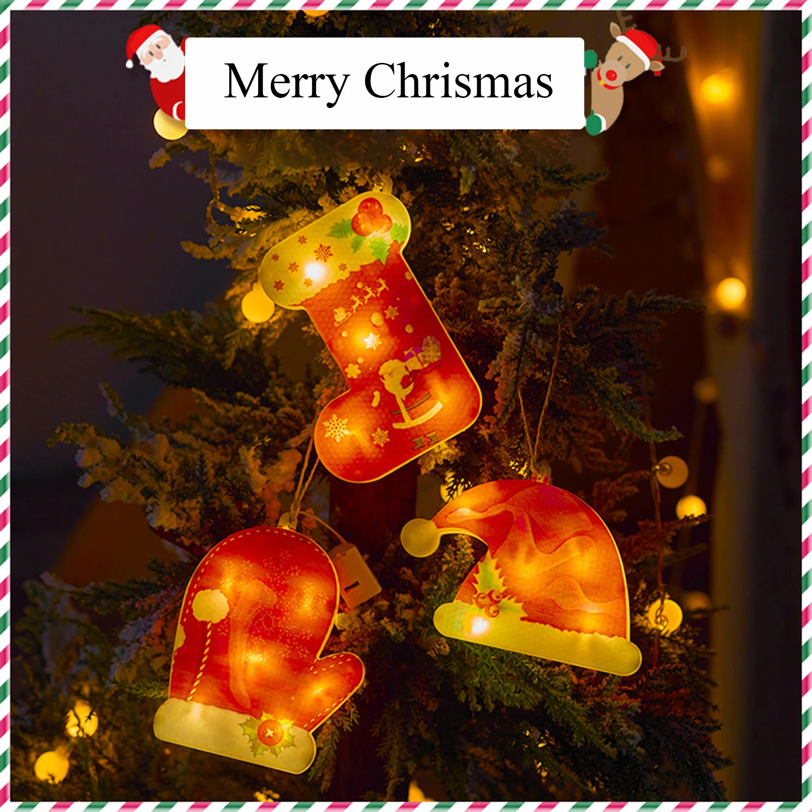 Christmas Decoration Led Lights Holiday Dress Up Lights Christmas Tree Atmosphere Night Lights Painted Snowflake Lights Pendants