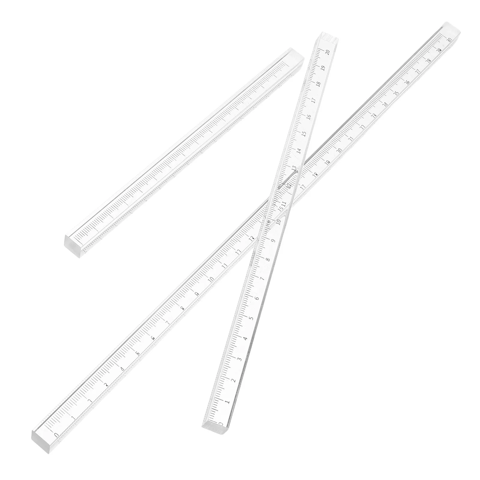 3pcs Transparent Straight Ruler Set Clear Acrylic Measuring Tool For Drawing Math Architecture Engineering Student Stationery