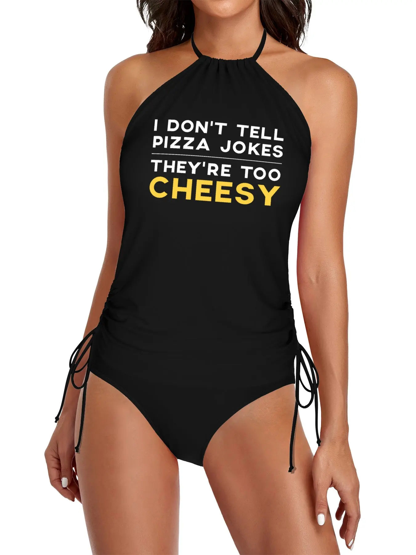 

Pizza Pun Funny Pizza Lover Quote Pizza Sayings Cheesy Split Swimsuit Set woman swimwear beach dresses woman women beach dress