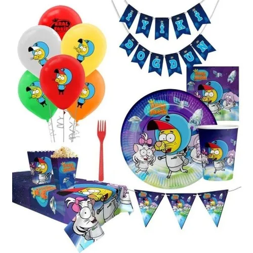 King Şakir Space 8 Person Birthday Set Concept Party Set. Happy birthday party set. King Şakir Space Party Set