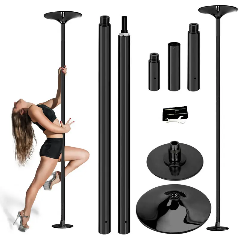 New Black 45mm Static Rotating Stripper Pole Spin X POLE Detachable for Club Party Bar Home Dance Fitness Exercise Training