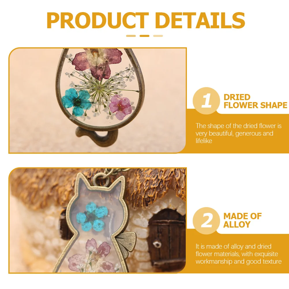 

Ожерелье из сушеных цветов с подвеской в виде кошки, стильное ожерелье ручной работы из сплава для девочек и женщин, вечерние украшения для ночного отдыха и отпуска