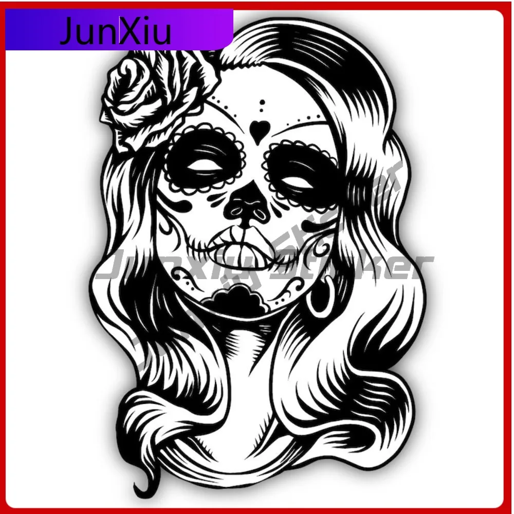

Sugar Skull Girl Art Vinyl Sticker Art Usa Decal Car Truck Water Bottle Laptop Custom Decals Car Scratch Cover Sticker Custom
